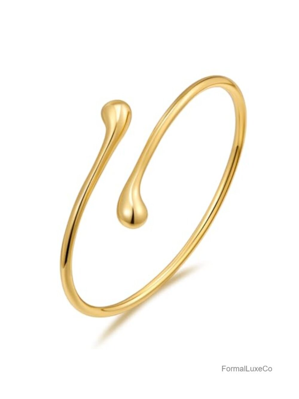 Adjustable Gold Plated Teardrop Cuff Bangle Bracelet Hypoallergenic Open Wrist